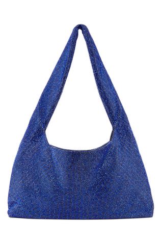 Kara + Blue & Black Crystal Mesh Armpit Bag
