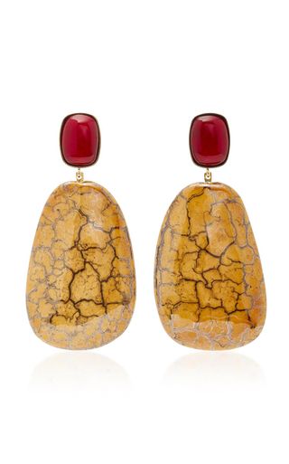 Isabel Marant + Square Gold-Tone Ceramic Earrings