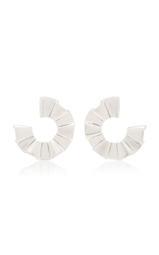 Sarah Magid Jewelry + White Gold-Plated Ruffled Hoop Earrings