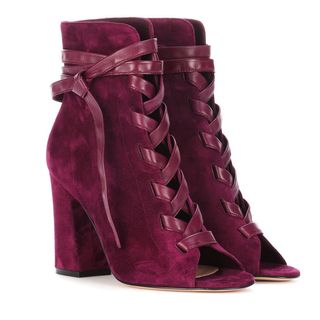 Gianvito Rossi + Brooklyn Open-Toe Suede Ankle Boots