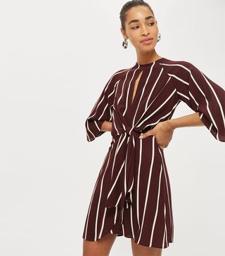 Topshop + Mono Stripe Knot Front Dress