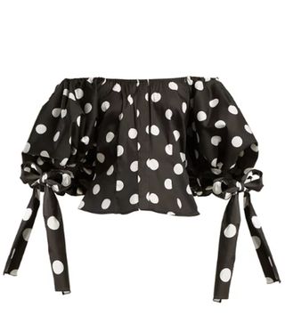 Caroline Constas + Nella Off-the-Shoulder Polka-Dot Top