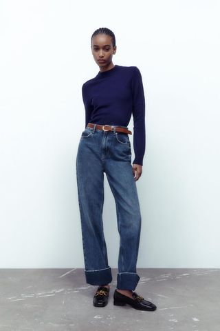 Zara + High-Rise Straight Jeans