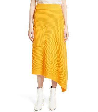 Tibi + Asymmetrical Rib Merino Wool Skirt