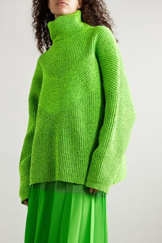 Christopher John Rogers + Oversized Ribbed Wool-Blend Turtleneck Sweater