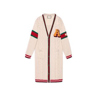Gucci + Embroidered Chunky Cable Knit Cardigan