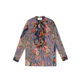 Gucci + Floral Print with Crystals Shirt