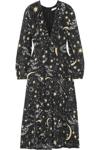 Rixo London + Camellia Pleated Printed Silk Crepe de Chine Midi Dress