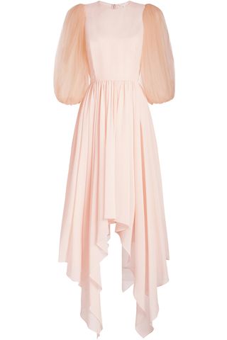 Delpozo + Silk Dress With Chiffon Sleeves