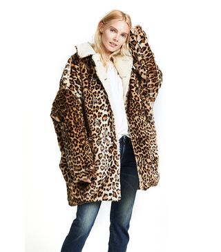 R13 + Leopard Hunting Faux Fur Coat