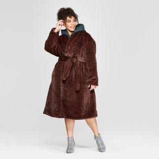 Who What Wear + Faux Mink Robe Coat