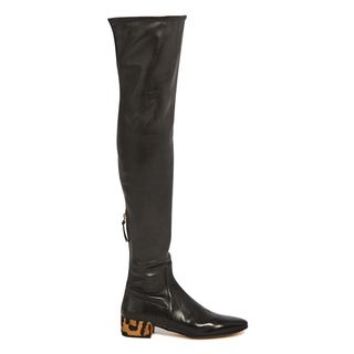 Francesco Russo + Over-the-Knee Leather and Calf-Hair Boots