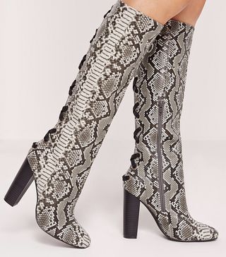 Missguided + Snake Knee High Boots