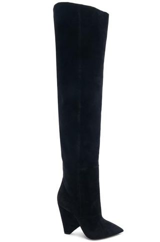 Saint Laurent + Niki Velvet Thigh High Boots