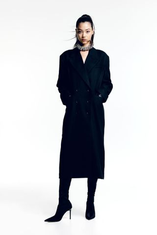 H&M + Double-Breasted Twill Coat