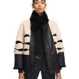 Whistles + Abi Panelled Shearling Jacket