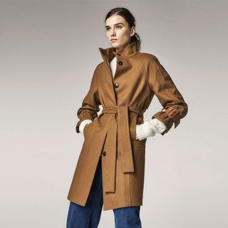 Massimo Dutti + Wool Coat With Buckle Detailing