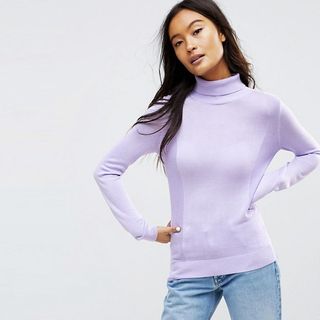 ASOS + Jumper With Roll Neck and Rib Detail