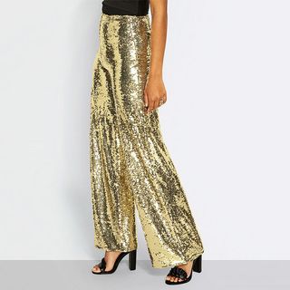 Missguided + Sequined Wide-Leg Trousers