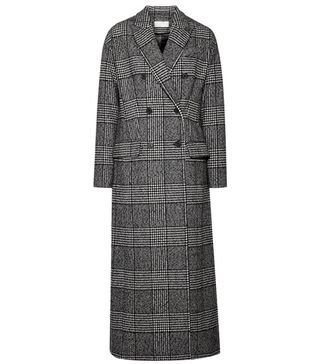 Michael Kors + Double-Breasted Checked Wool-Blend Coat