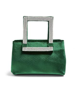 Topshop + Elle Green Velvet Diamante Bag