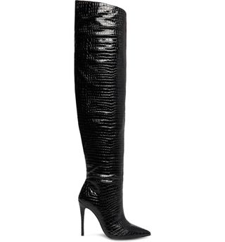 Winnie Harlow x Steve Madden + Harlow Reptile Embossed Over the Knee Boot