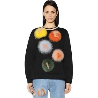 Fendi + Sweatshirt with Fur Pom Poms