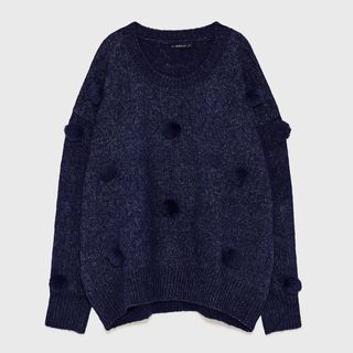 Zara + Oversized Pom Pom Sweater