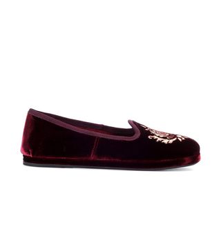 Miu Miu + Embroidered Velvet Loafers