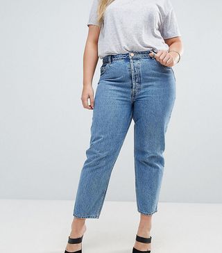 ASOS Curve + Recycled Florence Authentic Straight Leg Jeans in Mindy Vintage Blue Wash