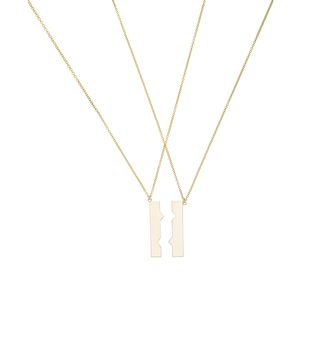 Established + Vertical Friendship Plate 18K Gold Necklaces