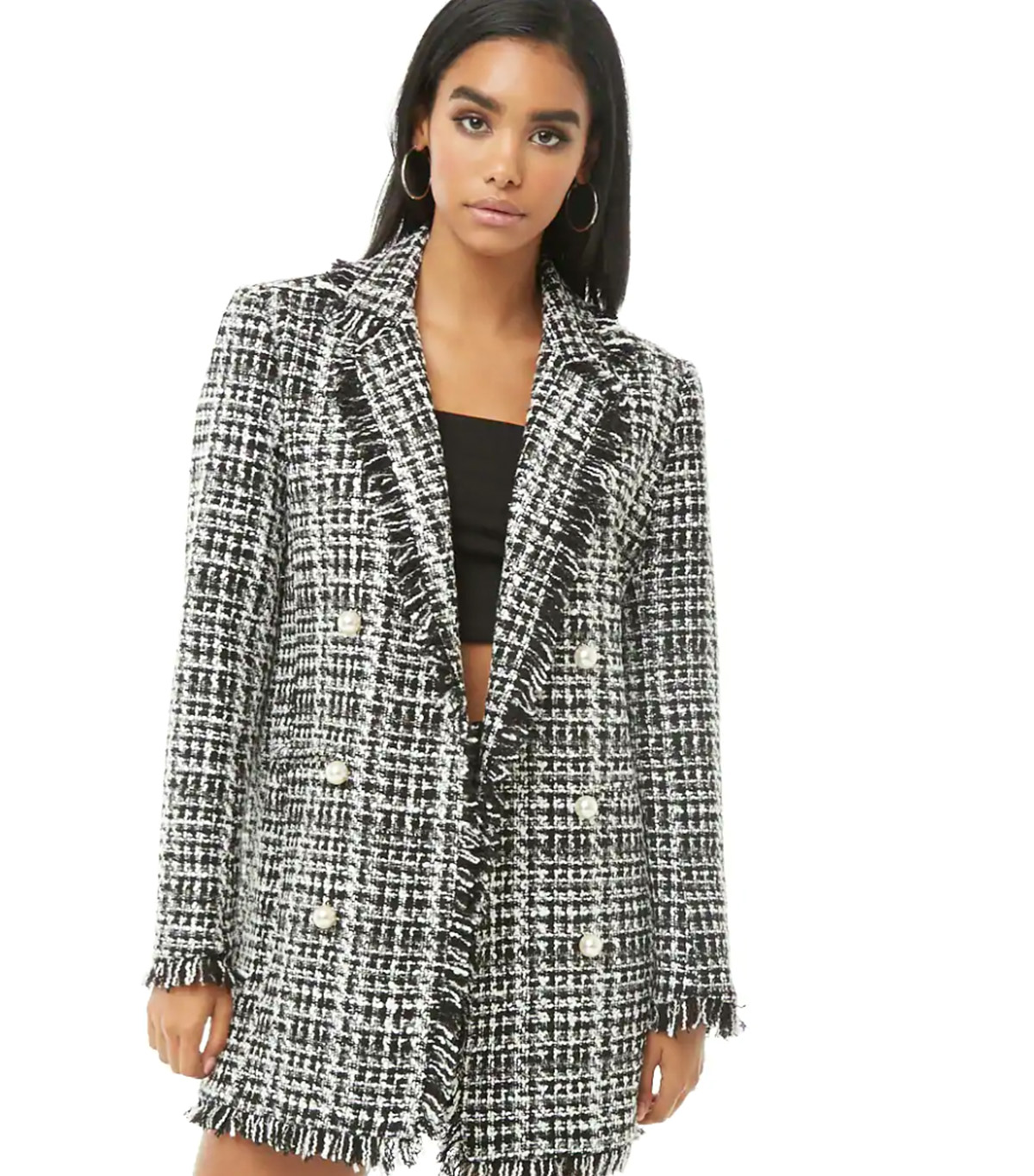 Forever 21 + Faux Pearl Tweed Coat