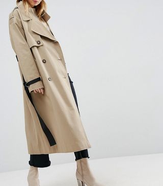 ASOS + Trench With Contrast Belt