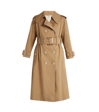 AlexaChung + Belted Cotton Double-Breasted Trench Coat