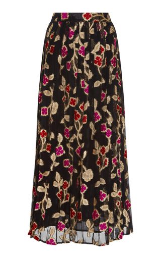 Dodo Bar Or + Jenn Floral Lurex Pleated Skirt