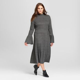 Who What Wear + Ruffle Knit Midi Dress