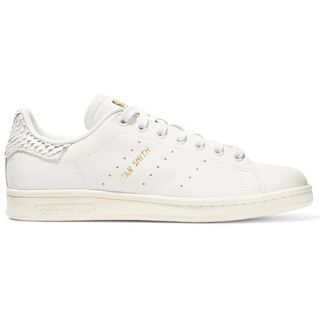 Adidas Originals + Stan Smith Snake Effect-Trimmed Leather Sneakers