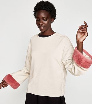 Zara + Sweatshirt With Sleeve Appliqués