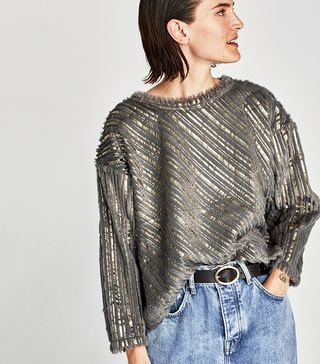 Zara + Contrasting Metallic Sweatshirt