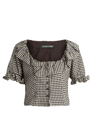AlexaChung + Gingham Ruffle-Trimmed Cropped Top
