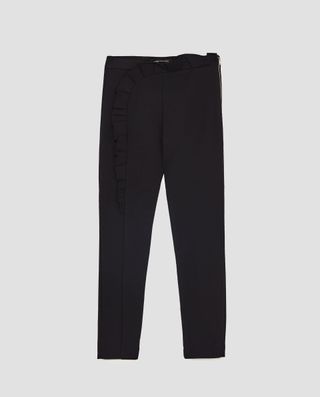 Zara + Trousers With Vertical Ruffle