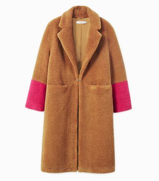 Mango + Contrast Faux Fur Coat