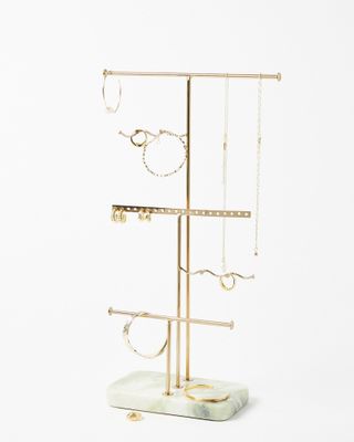 Oliver Bonas + Gold Metal & Marble Wiggle Jewellery Stand