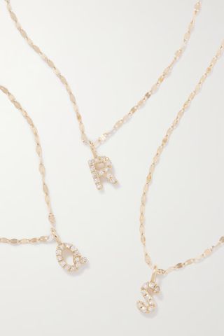 Stone and Strand + Initial Sparkle Gold Diamond Necklace