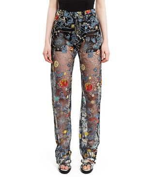 Adam Selman + Astro Embroidered Tulle Sheer Jeans