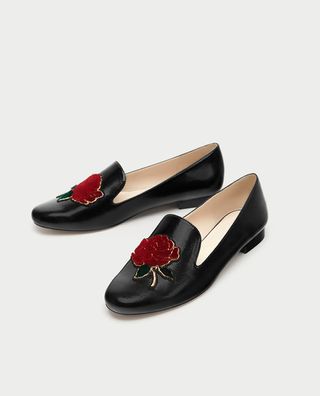 Zara + Flat Shoes With Patch Detail