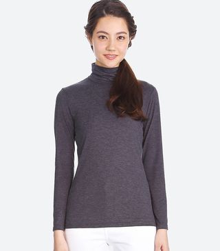 Uniqlo + Heattech Turtleneck T-Shirt in Dark Gray