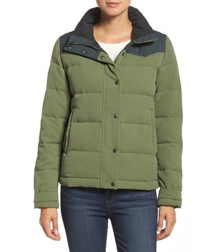 Patagonia + Bivy Water Repellent Down Jacket in Buffalo Green