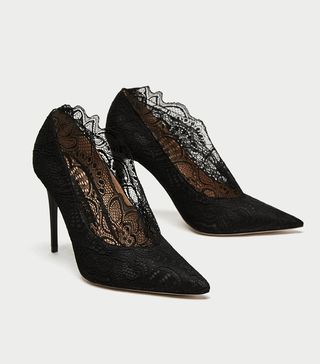 Zara + High Heel Lace Court Shoes
