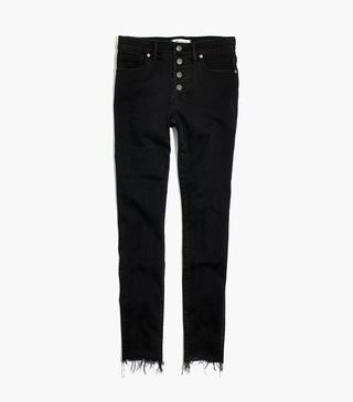Madewell + 9-Inch High-Rise Skinny Jeans in Berkeley Black: Button-Through Edition